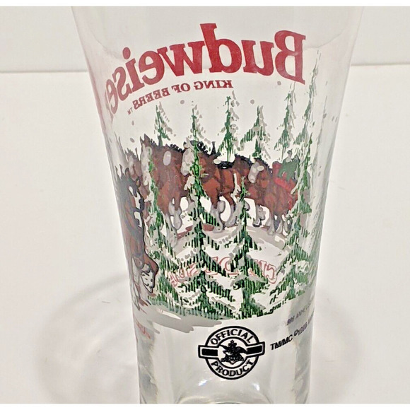 Budweiser Clydesdale Pilsner Glasses 1989 12 oz 7.25"H Beer Drink Decor Set 4 - Picture 4 of 6